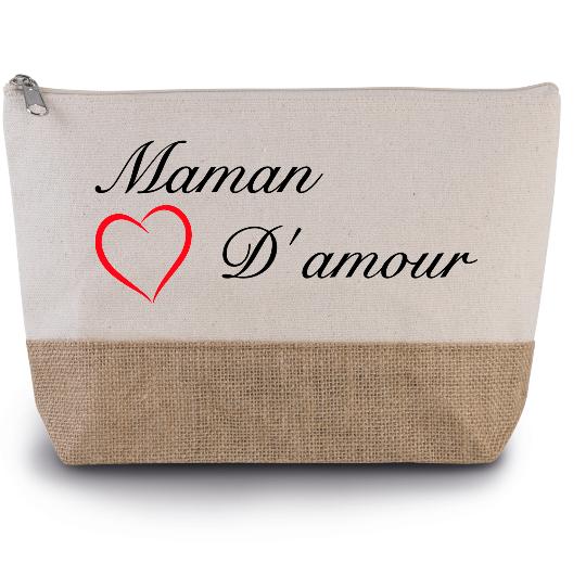Trousse en toile de coton et jute à personnaliser