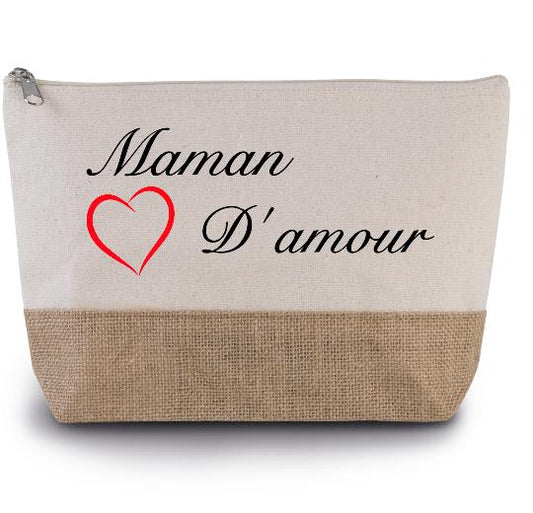 Trousse en toile de coton et jute à personnaliser