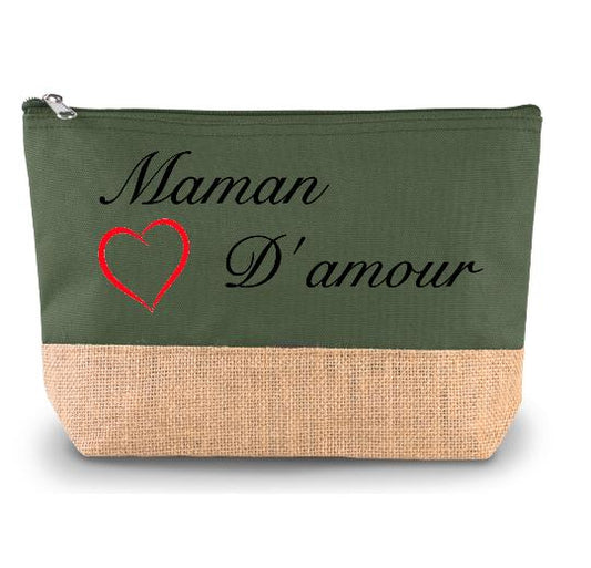 Trousse en toile de coton et jute à personnaliser